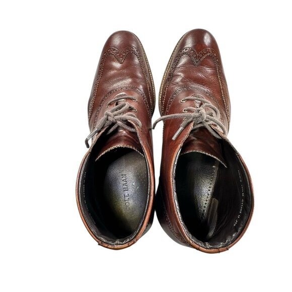 COLE HAAN Mens Size 10.5M Brown Leather Ankle Tie Wingtip Boots main image 6